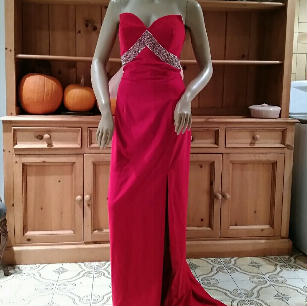 Red velvet gown